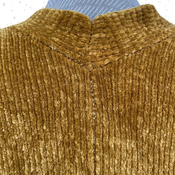 Gold Mustard Chenille Cardigan Soft Cozy Oversized Sweater Moth Anthro Size S - Picture 4 of 10
